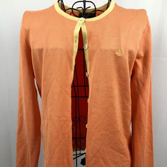 Ralph Lauren Sweaters - Ralph Lauren orange/yellow silk blend cardigan M